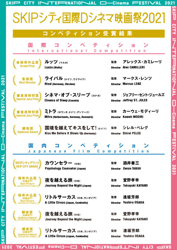 SKIPシティ国際Dシネマ映画祭2021 受賞作「ライバル」、「カウンセラー」